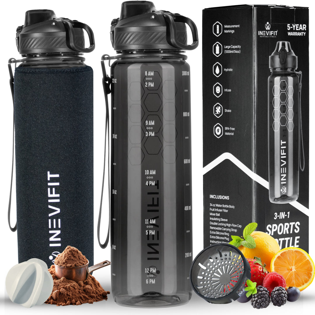 3-in-1 Sports Bottle: Hydration, Shaker, Infuser | INEVIFIT