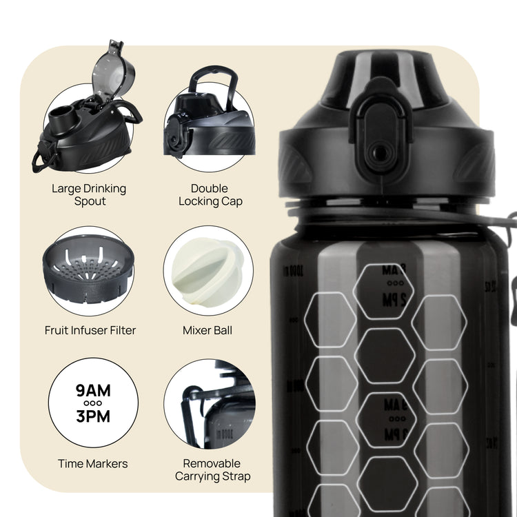 3-in-1 Sports Bottle: Hydration, Shaker, Infuser