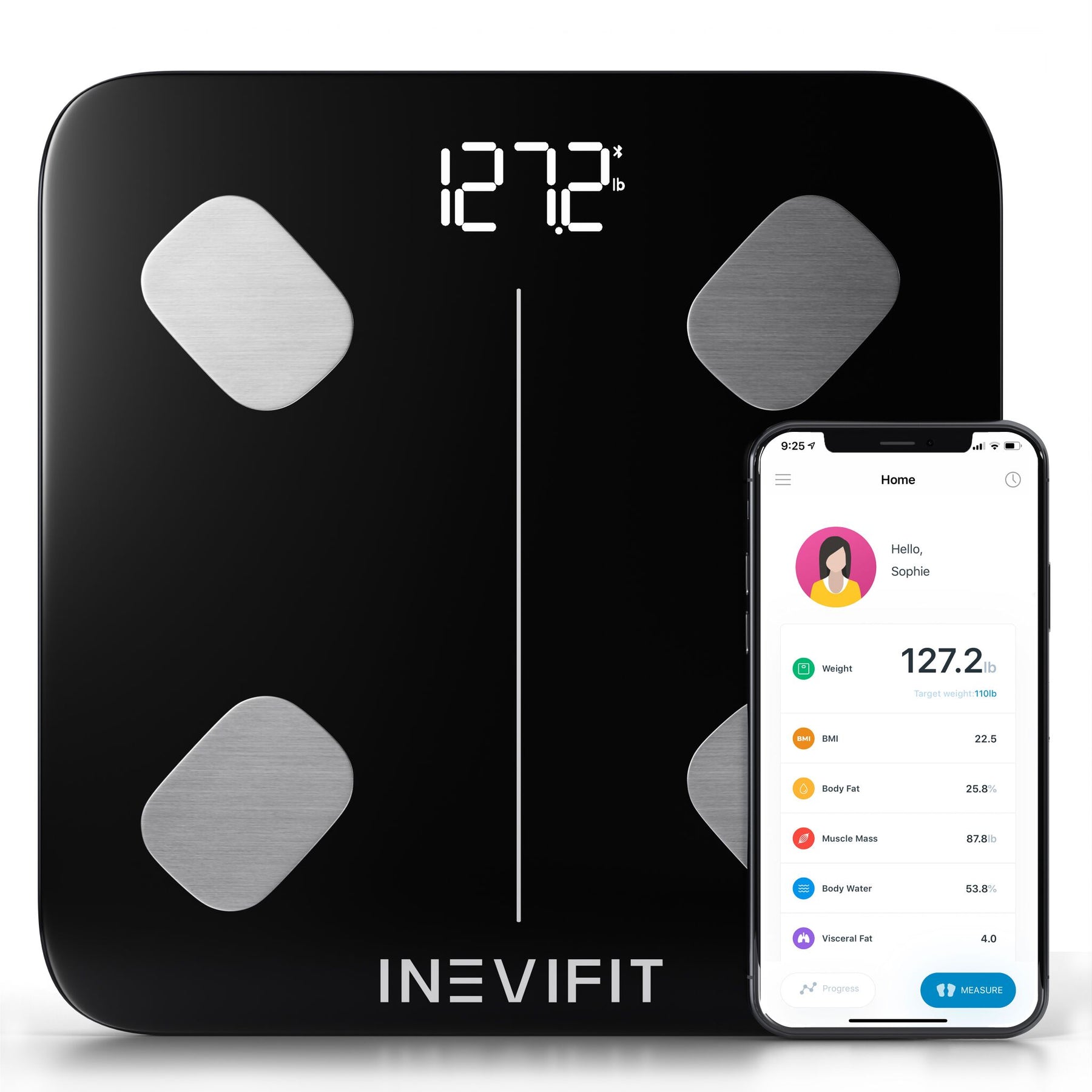 INEVIFIT BODY-ANALYZER SCALE, Highly Accurate Digital Bathroom Body  Composition Analyzer, Measures Weight, Body Fat, Water, Muscle, BMI,  Visceral Fat & Bone Mass for 10 Users. 5-Year Warranty - Black 