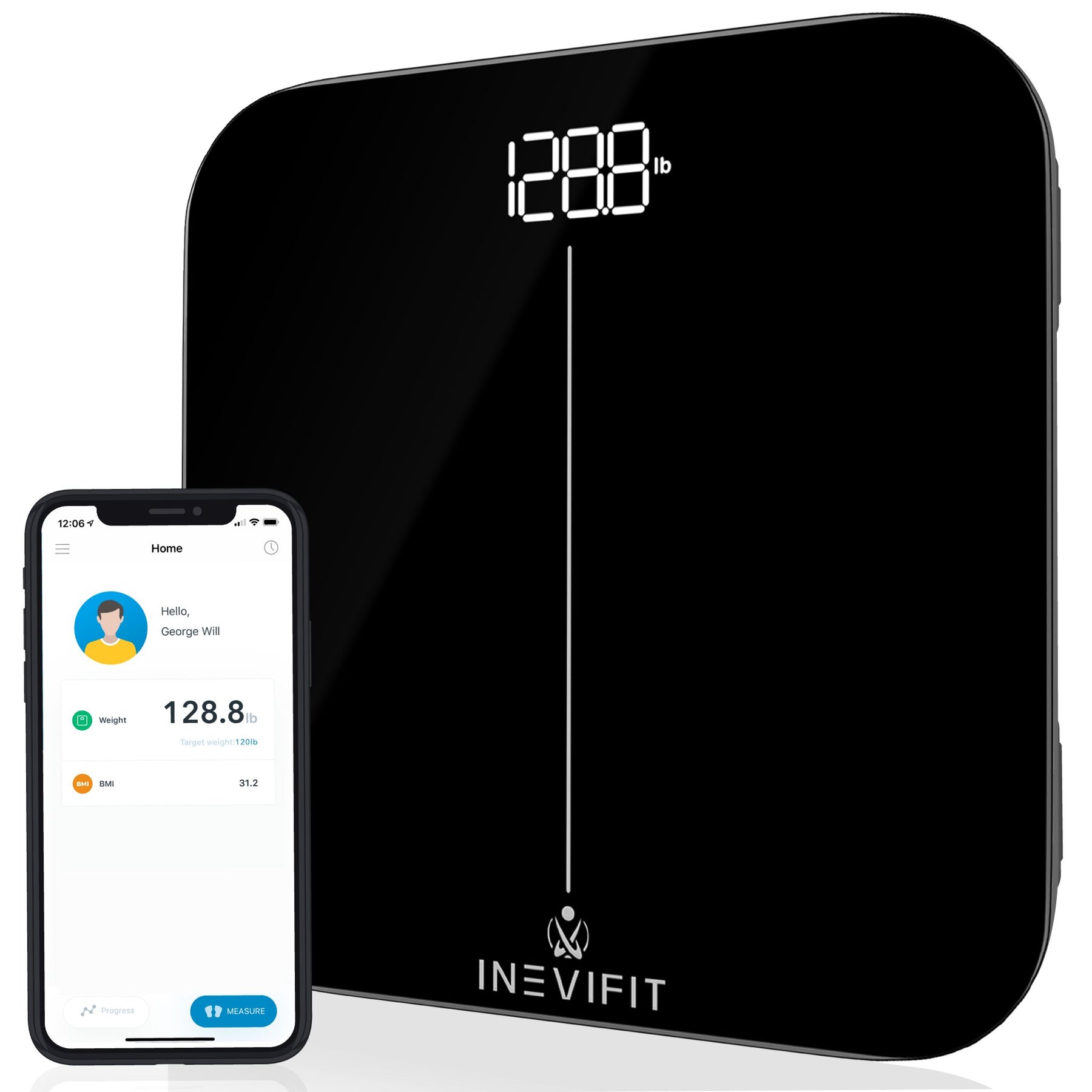 INEVIFIT Bathroom Scale, Highly Accurate Digital Bathroom Body Scale,  Measures Weight up to 400 lbs. Includes